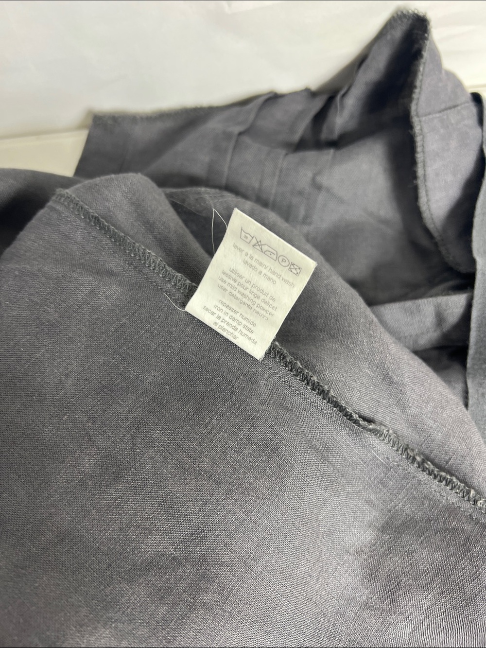 Animale Sz 8 Linen Dress Taupe/Gray Drop Waist Asymmetrical Hem Pockets - Picture 11 of 16